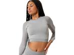 Dames sport crop top - lange mouwen  - Grijs Melange, Kleding | Dames, Sportkleding, Verzenden, Nieuw