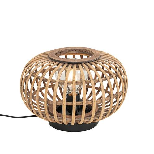 Oosterse tafellamp zwart met bamboe - Amira, Huis en Inrichting, Lampen | Tafellampen, Nieuw, Minder dan 50 cm