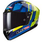 LS2 FF805 Thunder Carbon Gas Blauw Fluo Geel Integraalhelm, Nieuw met kaartje, Overige merken, Heren, Verzenden