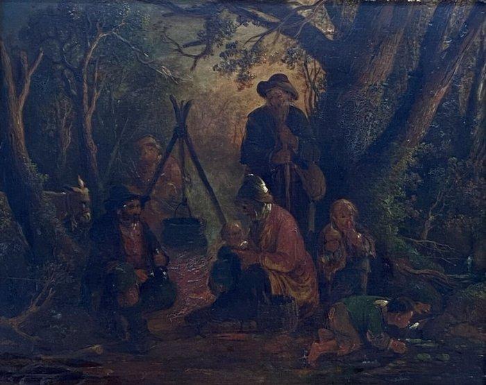 Anonyme XIX -ème siècle - Scène de campement dans un, Antiek en Kunst, Kunst | Schilderijen | Klassiek