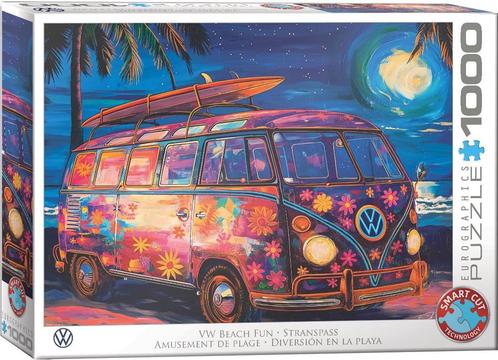 Strand Plezier met een VW Bus Puzzel (1000 stukjes) |, Hobby en Vrije tijd, Denksport en Puzzels, Nieuw, Verzenden