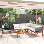 vidaXL 7-delige Loungeset met kussens massief acaciahout, Verzenden, Nieuw, Hardhout, Loungeset