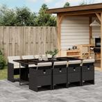 vidaXL 9-delige Tuinset poly rattan zwart, Nieuw, 8 zitplaatsen, Tuinset, Verzenden