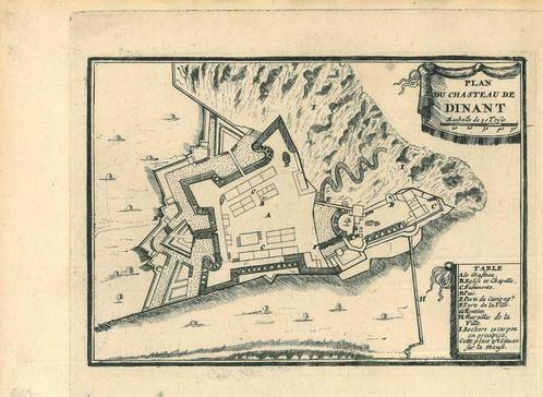 Stadsplattegrond van Dinant, Antiek en Kunst, Kunst | Etsen en Gravures