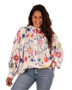 Witte blouse fluor flowers borduur van El-Vita, Kleding | Dames, Blouses en Tunieken, Verzenden, Nieuw