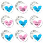 Set met 12 genderreveal buttons Team Boy en Team Girl, Hobby en Vrije tijd, Feestartikelen, Verzenden, Nieuw, Versiering, Geboorte of Huwelijk