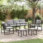 vidaXL Tuin Sofa Set 6 pcs Zwart Staal, Tuin en Terras, Tuinsets en Loungesets, Verzenden, Nieuw