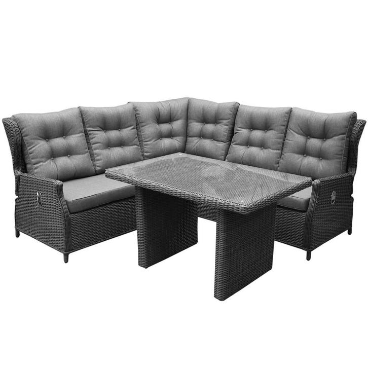 Ibiza premium dining loungeset 4-delig antraciet vlechtwerk, Tuin en Terras, Tuinsets en Loungesets, Nieuw, Wicker, Ophalen of Verzenden