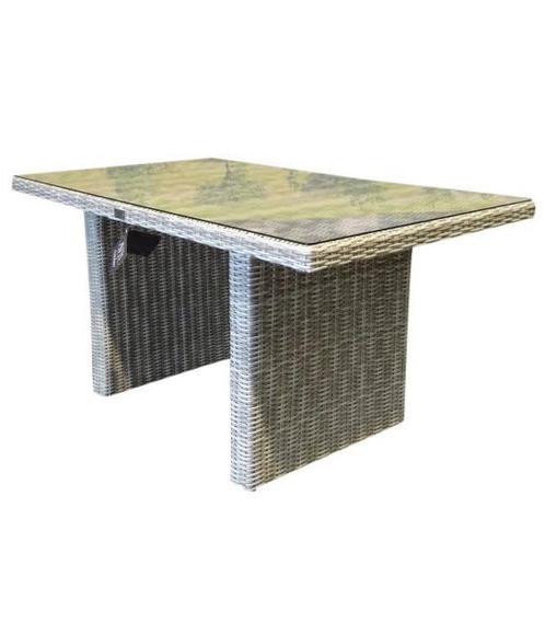 Ibiza lounge-dining tafel 140x80xH70 cm wit grijs, Tuin en Terras, Tuintafels, Nieuw, Wicker, Ophalen of Verzenden