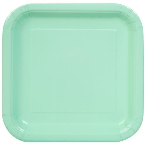 Borden Vierkant Mintgroen 23cm 14st, Hobby en Vrije tijd, Feestartikelen, Nieuw, Verzenden