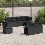 vidaXL 8-delige Loungeset met kussens poly rattan zwart, Verzenden, Nieuw, Rotan, Loungeset