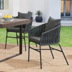 2 Tuinstoelen met touwgaas - Donkergrijs, Tuin en Terras, Tuinstoelen, Verzenden, Nieuw