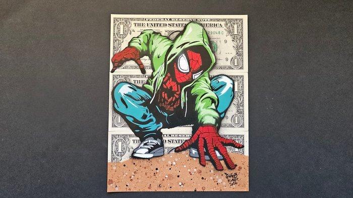 Jinks Kunst - SPIDER-MAN - 3 Real US $1 Banknotes - New, Antiek en Kunst, Kunst | Designobjecten