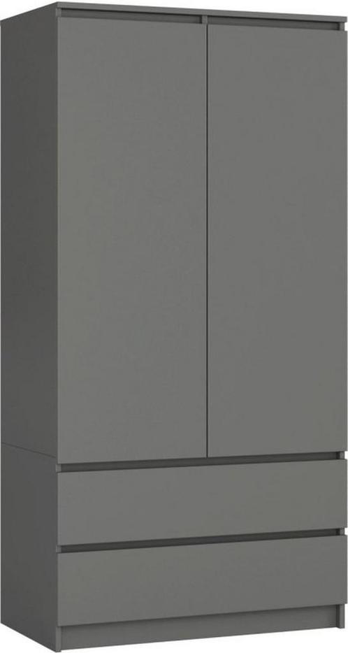 kledingkast Antraciet 90 cm 2 lades (Kledingkasten), Huis en Inrichting, Kasten | Kledingkasten, 50 tot 75 cm, Met lade(s), Met deur(en)