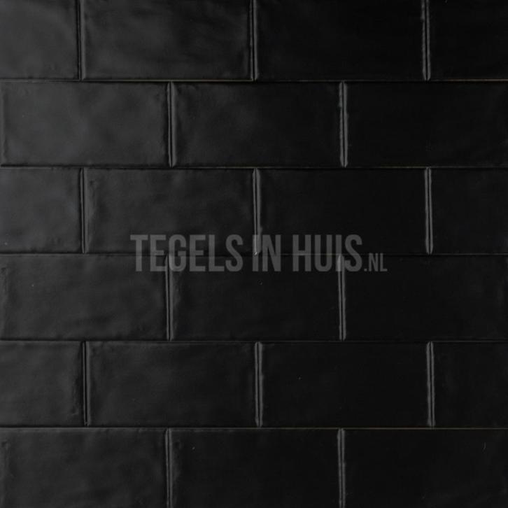 Wandtegel cottage 7,5x15 mat zwart handvormlook met rechte, Doe-het-zelf en Verbouw, Tegels, Wandtegels, Nieuw, 10 m² of meer