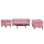 vidaXL 3-delige Loungeset fluweel roze, Huis en Inrichting, Banken | Bankstellen, Nieuw, Verzenden