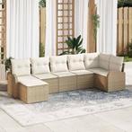 vidaXL Tuin Sofa Set 7 pcs Beige Poly riet, Tuin en Terras, Verzenden, Nieuw, Rotan