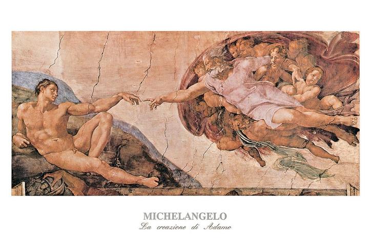Kunstdruk Michelangelo - La creazione di Adamo 120x80cm, Huis en Inrichting, Woonaccessoires | Schilderijen, Tekeningen en Foto's