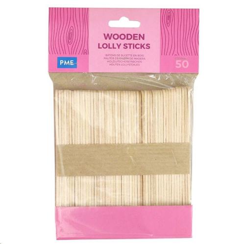 PME Lolly/IJsstokjes Hout 11cm 50 stuks, Hobby en Vrije tijd, Taarten en Cupcakes maken, Nieuw, Verzenden