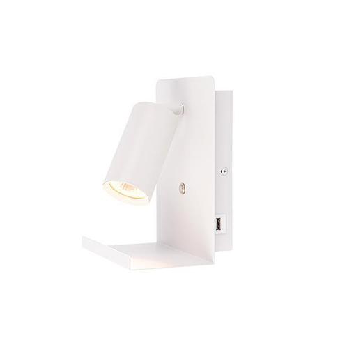 LED Wandlamp - Bedlamp met plateau | Incl. USB | Wit, Huis en Inrichting, Lampen | Wandlampen, Nieuw, Metaal, Ophalen of Verzenden