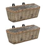 vidaXL Balkonbakken 2 st 40 cm wicker met PE-voering, Tuin en Terras, Bloempotten, Verzenden, Nieuw