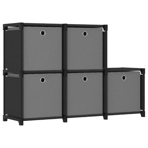 vidaXL Kast met 5 vakken met boxen 103x30x72,5 cm stof zwart, Huis en Inrichting, Kasten | Boekenkasten, 25 tot 50 cm, Nieuw, Overige materialen