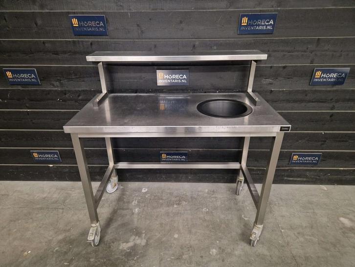 Werktafel | prullenbak gat | RVS | 120cm, Zakelijke goederen, Horeca | Keukenapparatuur, Gebruikt, RVS Meubilair