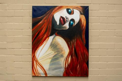 Red Muse – Expressieve Vrouw met Rood Haar (Schilderijen), Antiek en Kunst, Antiek | Woonaccessoires, Ophalen of Verzenden