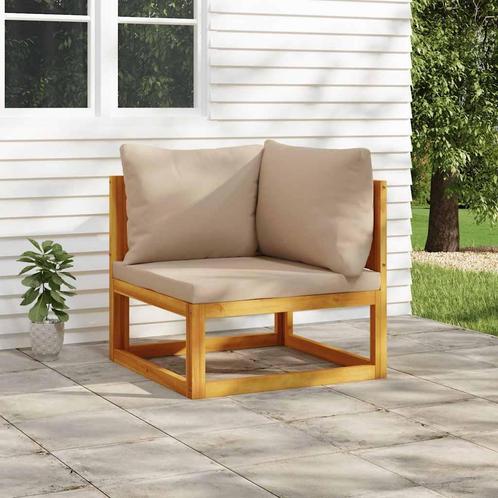vidaXL Hoekbank sectioneel met taupe kussens massief, Tuin en Terras, Tuinsets en Loungesets, Nieuw, Hardhout, Verzenden