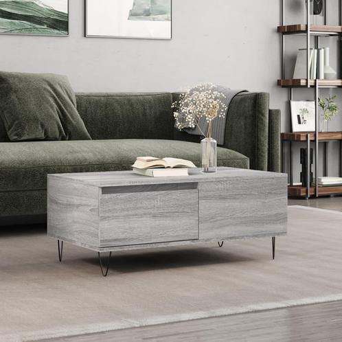 vidaXL Salontafel 90x50x36,5 cm bewerkt hout grijs sonoma, Huis en Inrichting, Tafels | Salontafels, 50 tot 100 cm, Nieuw, Overige houtsoorten