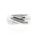 Brede zilveren cross over ring met zirconia | Fossil, Gebruikt, Overige kleuren, 20 of groter, Ophalen of Verzenden