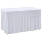vidaXL 2 st Tafelhoezen stretch met rok 243x76x74 cm wit, Verzenden, Nieuw