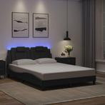 vidaXL Bedframe met LED-verlichting kunstleer zwart 140x200, Overige materialen, Verzenden, Zwart, 140 cm