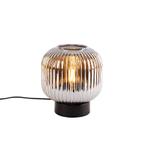 Art Deco tafellamp zwart met smoke glas - Karel, Huis en Inrichting, Lampen | Tafellampen, Nieuw, Glas, Art Deco, Minder dan 50 cm