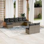 vidaXL 9-delige Loungeset met kussens poly rattan grijs, Tuin en Terras, Verzenden, Nieuw, Rotan, Loungeset