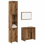 vidaXL 3-delige Badkamermeubelset bewerkt hout oud, Huis en Inrichting, Badkamer | Badkamermeubels, Verzenden, Nieuw
