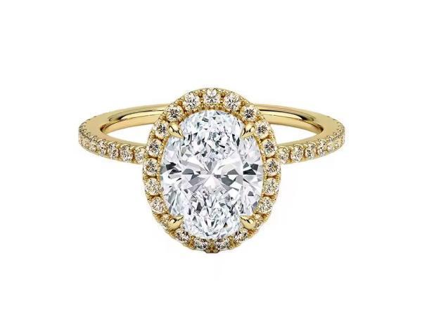 Veiling - Gele entourage ring moissaniet 3.00 carat, Sieraden, Tassen en Uiterlijk, Ringen