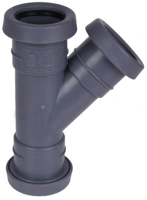 Pipelife TopFit T-stuk 75 x 75 mm 45gr. 3xMof grijs, Doe-het-zelf en Verbouw, Buizen en Afvoer, Ophalen of Verzenden