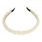 Diadeem Gevlochten Parel Kralen 2cm Goud Creme, Nieuw