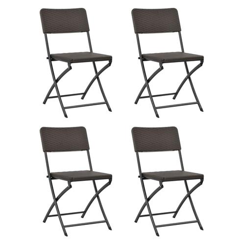 vidaXL Tuinstoelen inklapbaar 4 st HDPE en staal bruin, Tuin en Terras, Tuinstoelen, Nieuw, Kunststof, Verzenden