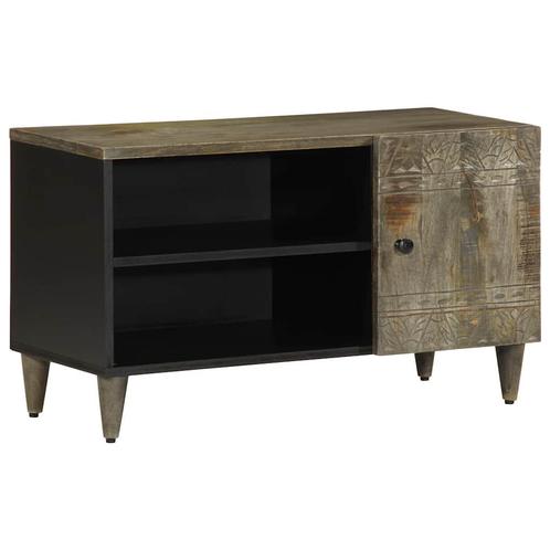 vidaXL Tv-meubel 80x31,5x46 cm massief mangohout lichtgrijs, Huis en Inrichting, Woonaccessoires | Cd- en Dvd-rekken, Nieuw, Verzenden