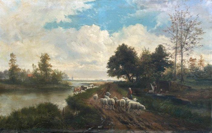 Nederlandse school (XIX) - Landschap, Antiek en Kunst, Kunst | Schilderijen | Klassiek