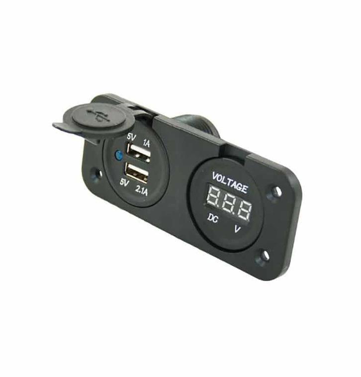 Voltmeter + dubbel USB stopcontact 12 volt, Watersport en Boten, Navigatiemiddelen en Scheepselektronica, Nieuw, Ophalen of Verzenden