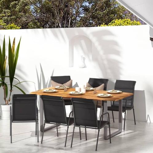 vidaXL Tuinstoelen 6 st staal en textileen zwart, Tuin en Terras, Tuinstoelen, Nieuw, Metaal, Verzenden
