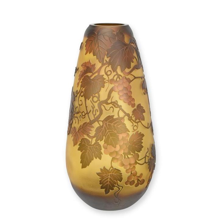 A CAMEO GLASS VASE GRAPE VINE (Beeldjes - Decoratie), Antiek en Kunst, Kunst | Beelden en Houtsnijwerken, Verzenden
