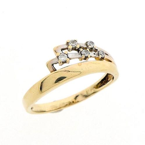 8 Krt. Bicolor ring met zirconia (diamant, dames ring), Sieraden, Tassen en Uiterlijk, Antieke sieraden, Met edelsteen, Goud, Ophalen of Verzenden