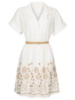 Jurk Wit Bloemen Goud, jurk casual witgoud bloemen, Kleding | Dames, Jurken, Verzenden, Nieuw