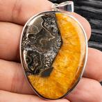 Zilveren hanger met fossiele ammoniet in pyriet en