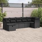 vidaXL 7-delige Loungeset met kussens poly rattan zwart, Nieuw, Loungeset, 7 zitplaatsen, Verzenden