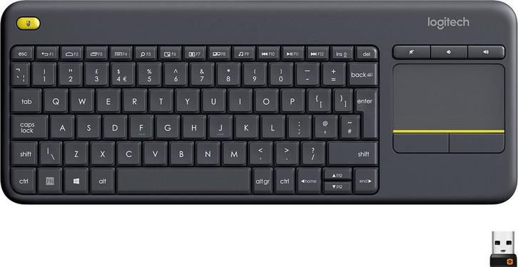 Draadloos Touch Toetsenbord - QWERTY ISO Zwart Logitech K400, Computers en Software, Toetsenborden, Nieuw, Verzenden